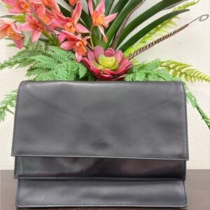 Kate Spade Double Flap Saturday Black Leather Purse.